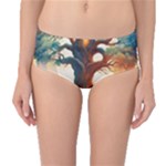 Tree Cosmic Spiritual Meditation Mid-Waist Bikini Bottoms