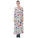 New Year Christmas Winter Pattern Button Up Maxi Dress