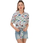 New Year Christmas Winter Pattern Tie Front Shirt 
