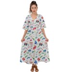 New Year Christmas Winter Pattern Kimono Sleeve Boho Dress