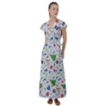 New Year Christmas Winter Pattern Flutter Sleeve Maxi Dress