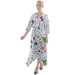 New Year Christmas Winter Pattern Quarter Sleeve Wrap Front Maxi Dress