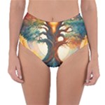Tree Cosmic Spiritual Meditation Reversible High-Waist Bikini Bottoms