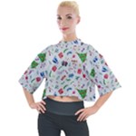 New Year Christmas Winter Pattern Mock Neck T-Shirt