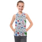 New Year Christmas Winter Pattern Kids  Sleeveless Hoodie