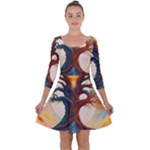 Tree Cosmic Spiritual Meditation Quarter Sleeve Skater Dress