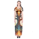 Tree Cosmic Spiritual Meditation Short Sleeve Maxi Dress