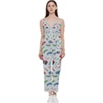 New Year Christmas Winter Pattern V-Neck Camisole Jumpsuit