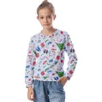 New Year Christmas Winter Pattern Kids  Long Sleeve T-Shirt with Frill 