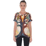 Tree Cosmic Spiritual Meditation Cut Out Side Drop T-Shirt