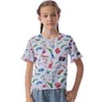 New Year Christmas Winter Pattern Kids  Cuff Sleeve Scrunch Bottom T-Shirt