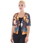 Tree Cosmic Spiritual Meditation Cropped Button Cardigan