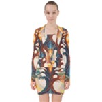 Tree Cosmic Spiritual Meditation V-neck Bodycon Long Sleeve Dress
