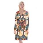 Tree Cosmic Spiritual Meditation Long Sleeve Velvet Front Wrap Dress