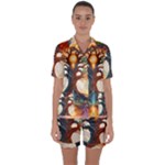 Tree Cosmic Spiritual Meditation Satin Short Sleeve Pajamas Set