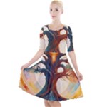 Tree Cosmic Spiritual Meditation Quarter Sleeve A-Line Dress