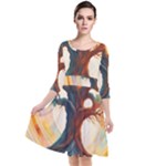 Tree Cosmic Spiritual Meditation Quarter Sleeve Waist Band Dress