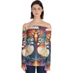 Tree Cosmic Spiritual Meditation Off Shoulder Long Sleeve Top