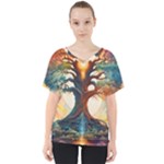 Tree Cosmic Spiritual Meditation V-Neck Dolman Drape Top