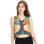 Tree Cosmic Spiritual Meditation V-Neck Cropped Tank Top