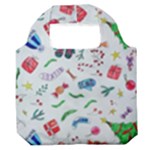 New Year Christmas Winter Pattern Premium Foldable Grocery Recycle Bag