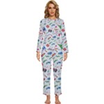 New Year Christmas Winter Pattern Womens  Long Sleeve Lightweight Pajamas Set