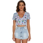 New Year Christmas Winter Pattern V-Neck Crop Top