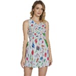 New Year Christmas Winter Pattern Sleeveless High Waist Mini Dress