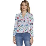 New Year Christmas Winter Pattern Women s Long Sleeve Revers Collar Cropped Jacket