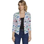 New Year Christmas Winter Pattern Women s Casual 3/4 Sleeve Spring Jacket
