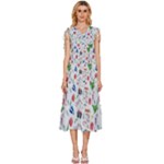 New Year Christmas Winter Pattern V-Neck Drawstring Shoulder Sleeveless Maxi Dress