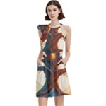 Tree Cosmic Spiritual Meditation Cocktail Party Halter Sleeveless Dress With Pockets