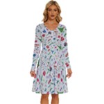 New Year Christmas Winter Pattern Long Sleeve Dress With Pocket