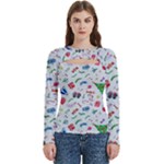 New Year Christmas Winter Pattern Women s Cut Out Long Sleeve T-Shirt