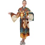 Tree Cosmic Spiritual Meditation Maxi Velvet Kimono
