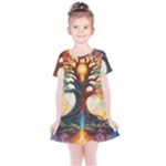 Tree Cosmic Spiritual Meditation Kids  Simple Cotton Dress