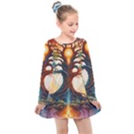 Tree Cosmic Spiritual Meditation Kids  Long Sleeve Dress