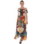 Tree Cosmic Spiritual Meditation Off Shoulder Open Front Chiffon Dress