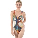Tree Cosmic Spiritual Meditation High Leg Strappy Swimsuit