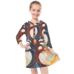 Tree Cosmic Spiritual Meditation Kids  Quarter Sleeve Shirt Dress