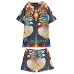 Tree Cosmic Spiritual Meditation Kids  Swim T-Shirt and Shorts Set
