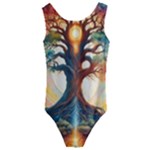 Tree Cosmic Spiritual Meditation Kids  Cut-Out Back One Piece Swimsuit