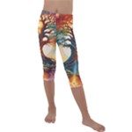 Tree Cosmic Spiritual Meditation Kids  Lightweight Velour Capri Leggings 