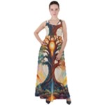 Tree Cosmic Spiritual Meditation Empire Waist Velour Maxi Dress