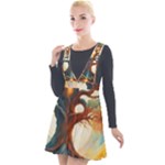 Tree Cosmic Spiritual Meditation Plunge Pinafore Velour Dress