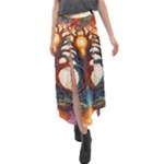 Tree Cosmic Spiritual Meditation Velour Split Maxi Skirt