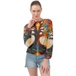 Tree Cosmic Spiritual Meditation Banded Bottom Chiffon Top