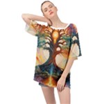 Tree Cosmic Spiritual Meditation Oversized Chiffon Top