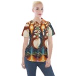 Tree Cosmic Spiritual Meditation Women s Short Sleeve Pocket Shirt