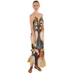 Tree Cosmic Spiritual Meditation Cami Maxi Ruffle Chiffon Dress